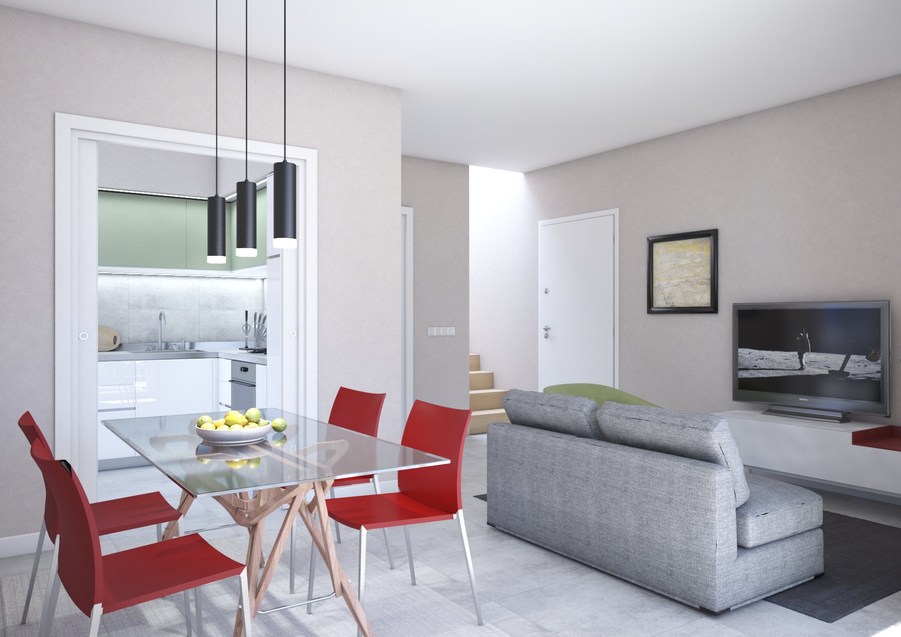 Sala pranzo/soggiorno ENGELN 24 Trilocale su due piani