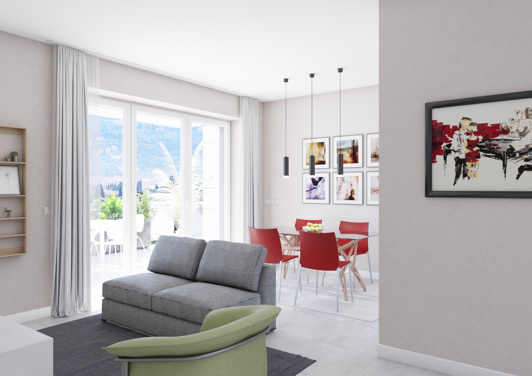 Sala pranzo/soggiorno ENGELN 24 Trilocale su due piani